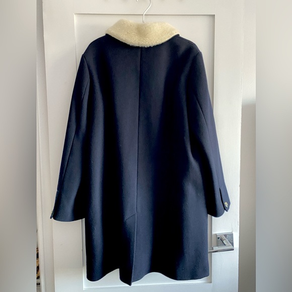 APC Dolly faux fur shearling collar navy button wool coquette prep 60s mod coat - Picture 4 of 6